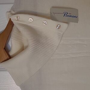 PENMANS, cream, split collar, knit, pullover, long sleeves NWOT, 1X (Fits as LG)